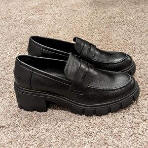 Black Chunky Loafers for Women
